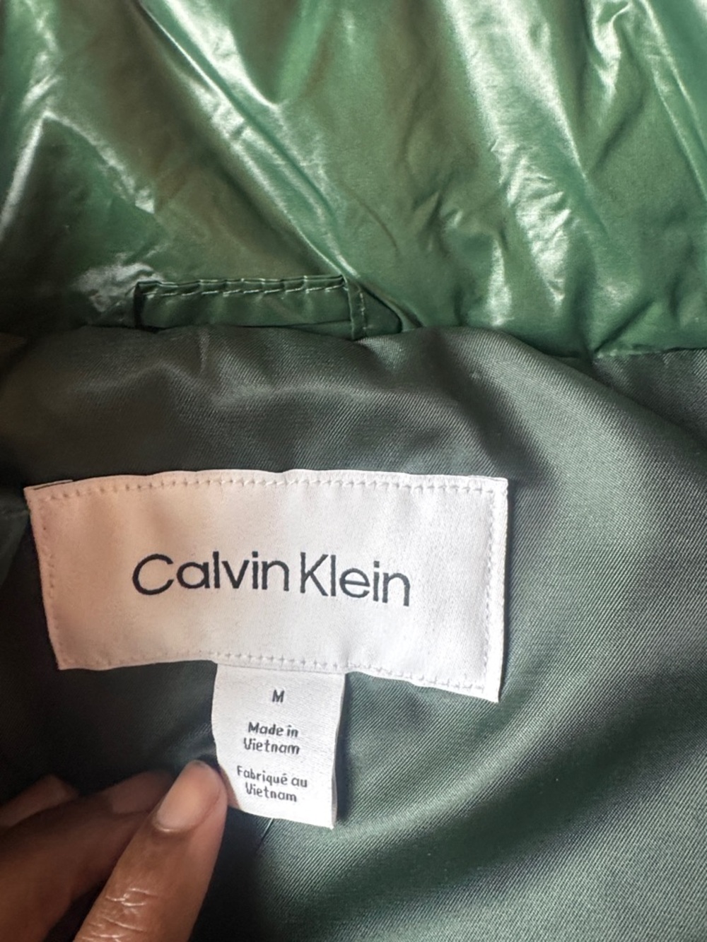 Calvin Klein Green Quilted Puffer Vest SIZE M Zip Front Lightweight Fall Winter - Picture 2 of 5